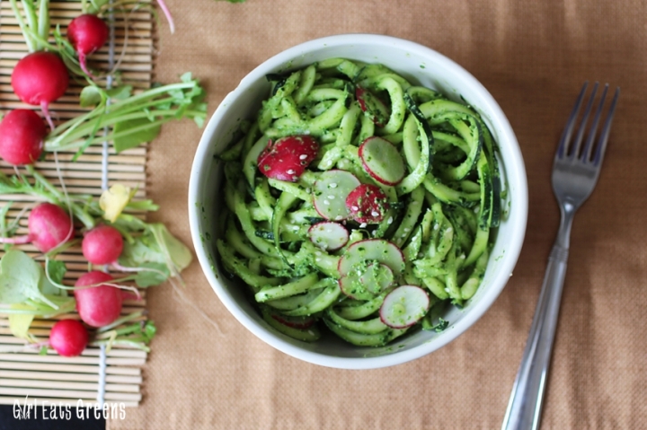 Raw Kale Radish Pesto with Zucchini Noodles Vegan Vegetarian Gluten Free Girl Eats Greens_0021